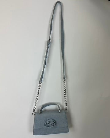 Blue Denim Bag With 3D Flower