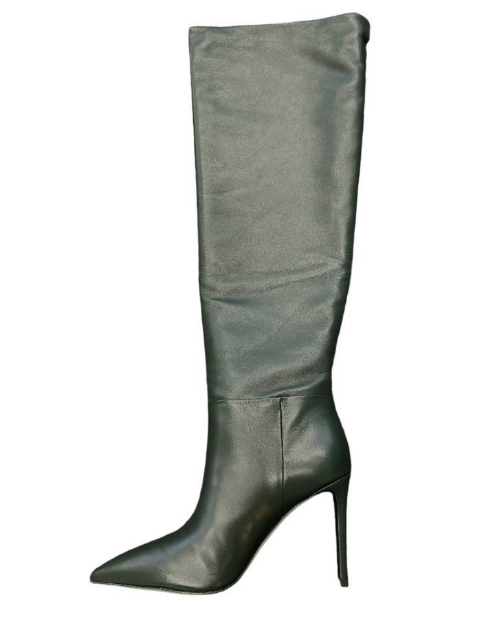 Forest Green Leather Pointed Toe Boots - Size 7.5 and 8