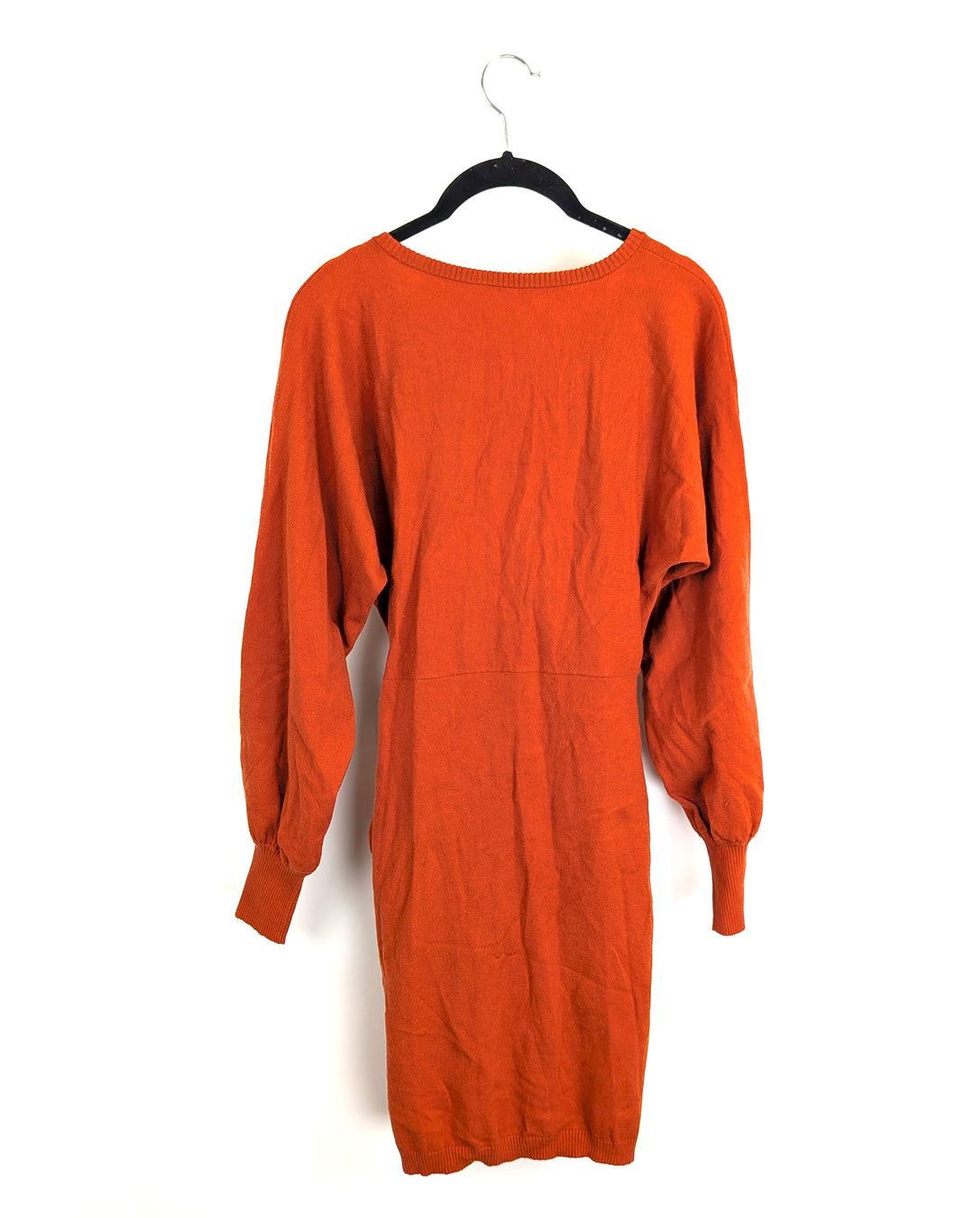 Orange Wrap Tie Sweater Dress - Small