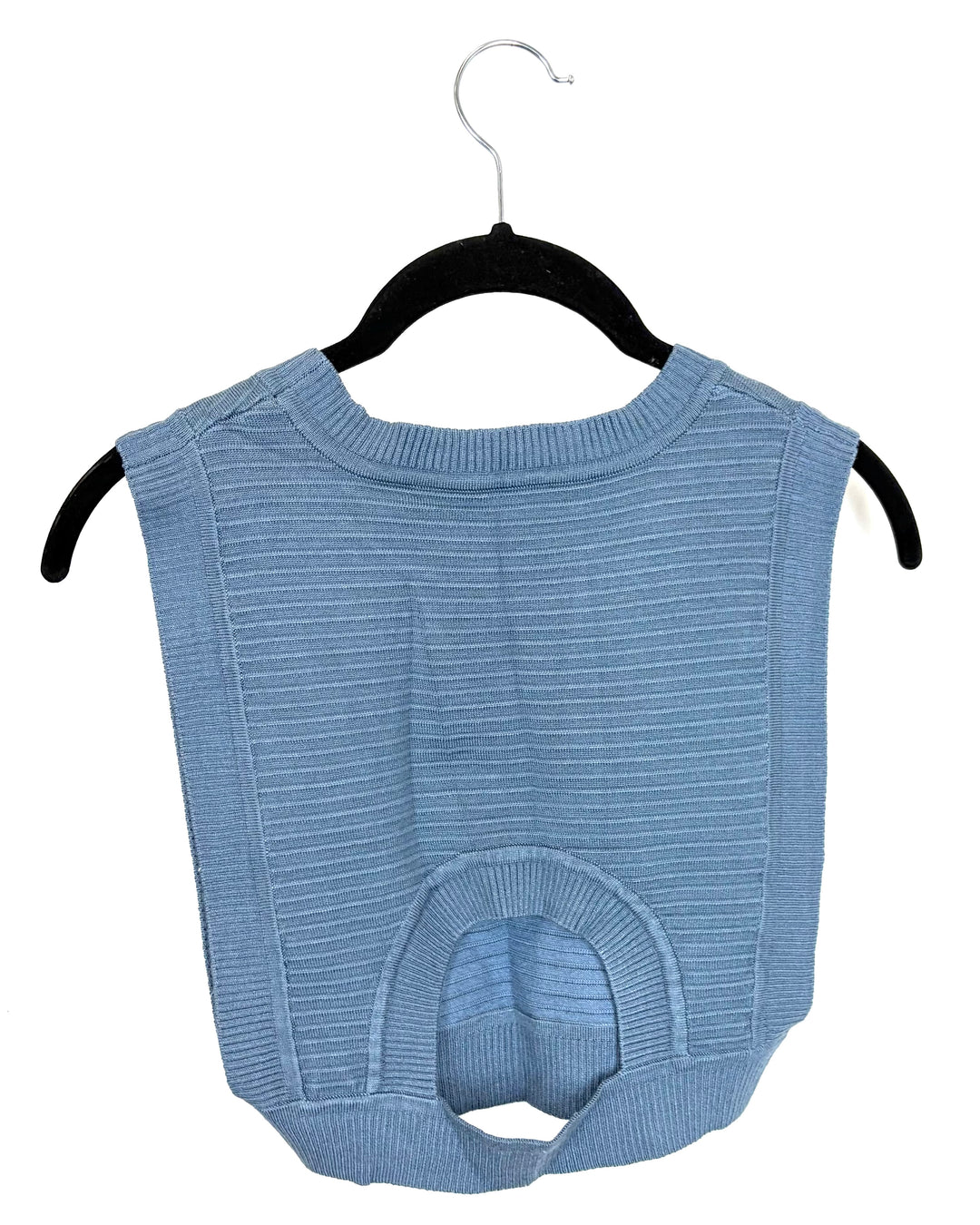 Washed Steel Blue Knit Crop Top - Size 0/2