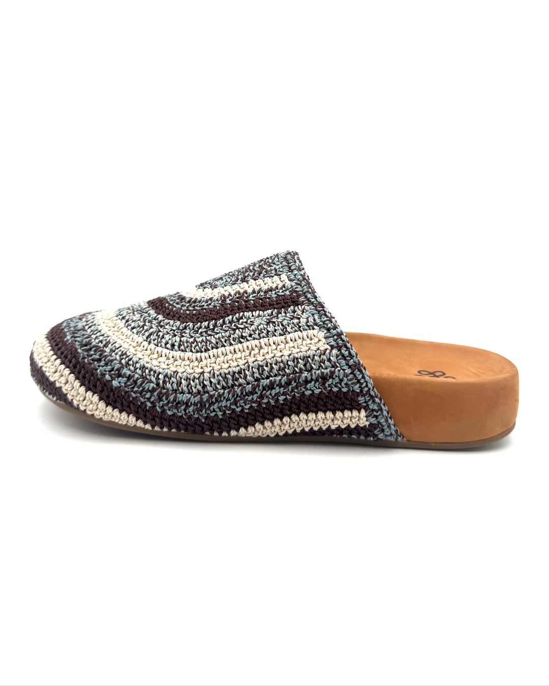 Blue And Brown Crochet Clogs - Size 6