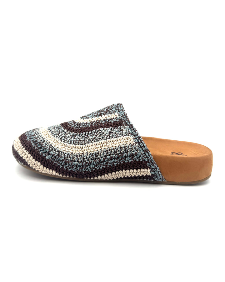 Blue And Brown Crochet Clogs - Size 6