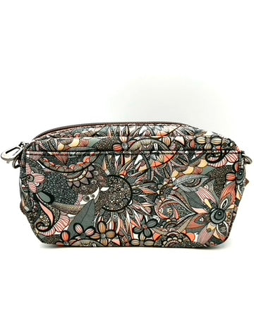 Brown Multipattern Crossbody Wallet