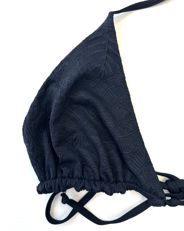 Black Embossed Triangle Bikini Top - Extra Extra Large