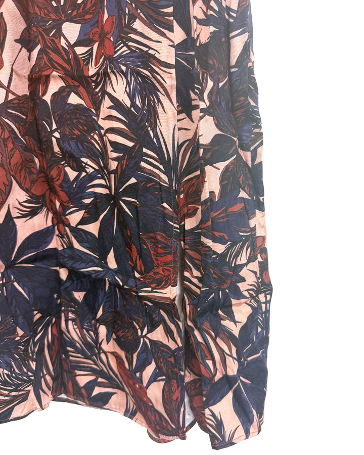 Dusty Pink and Dark Purple Floral Skirt - Size 4/6