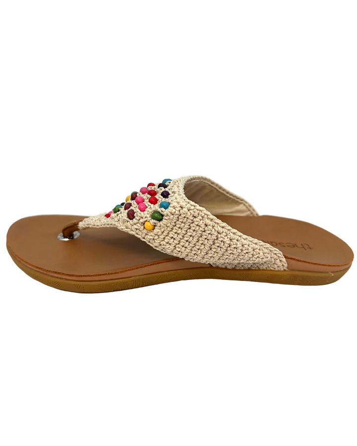 Multi Color Beaded Crochet Sandals - Size 6