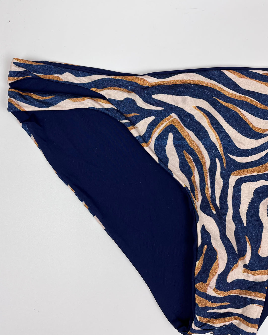 Blue Animal Print Reversible Cut Out Bikini Bottom - Extra Large