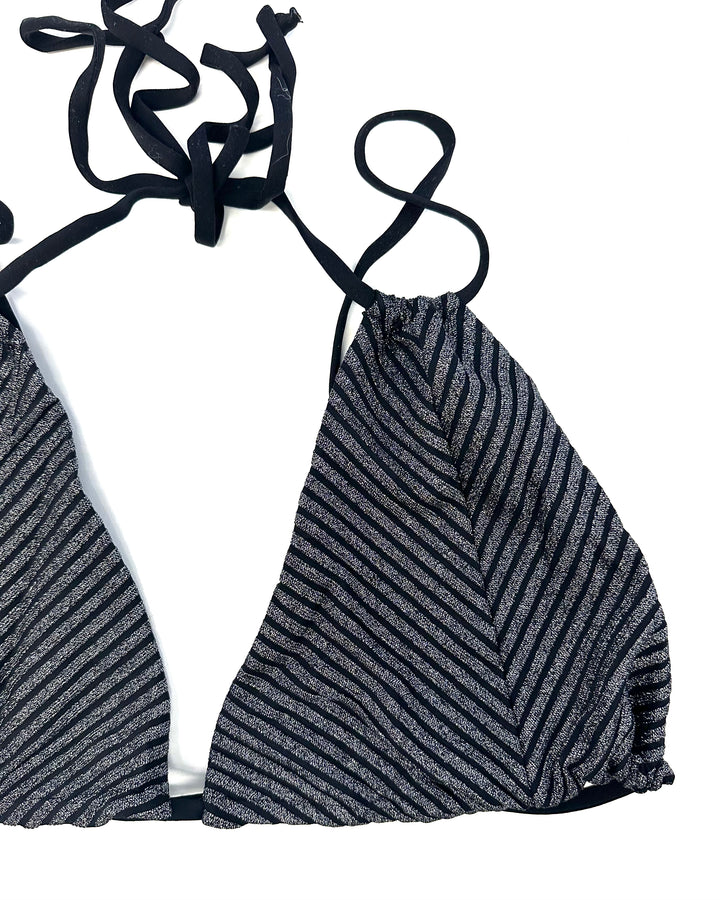 Metallic Black Double Strap Bikini Top - Extra Extra Large and Extra Extra Extra Large