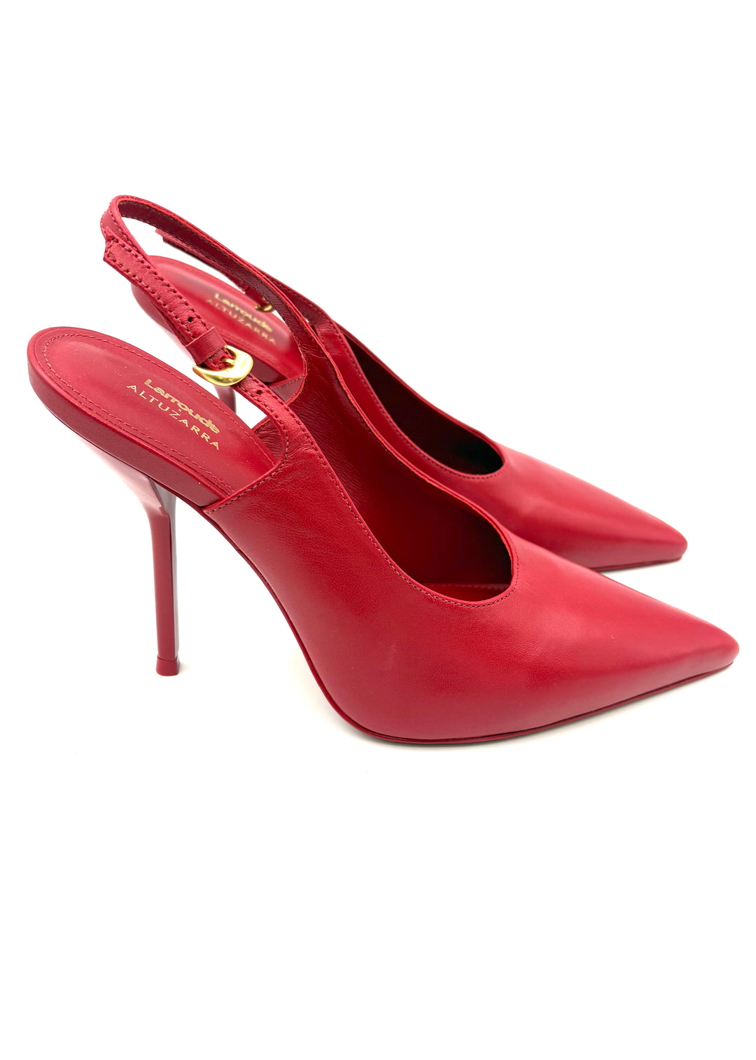 Red Leather Slingback Heels - Size 7