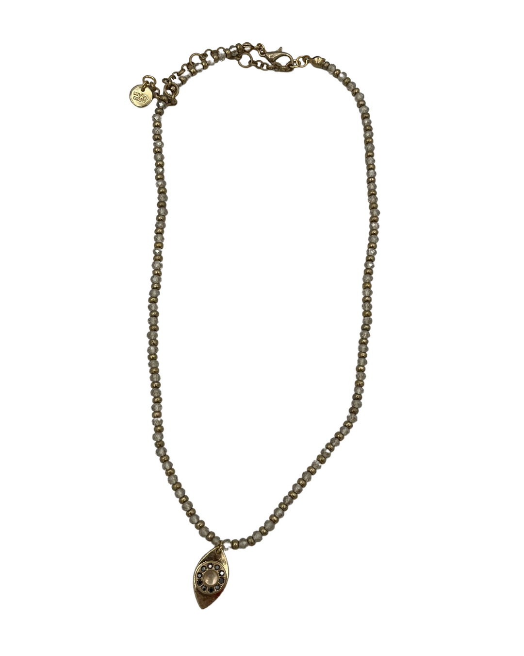 Gold Beaded Necklace With Eye Pendant