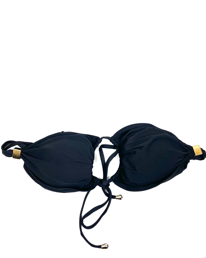 Black Double String Multi Wear Bikini Top - Large
