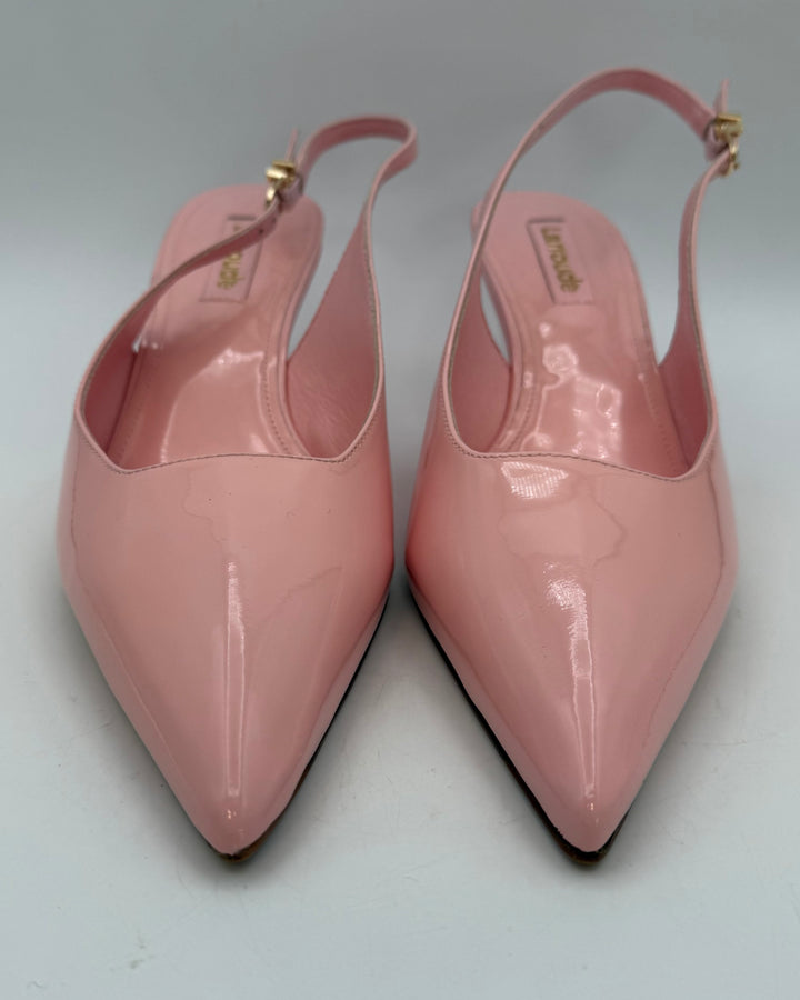 Baby Pink Patent Leather Wedge - Size 6.5