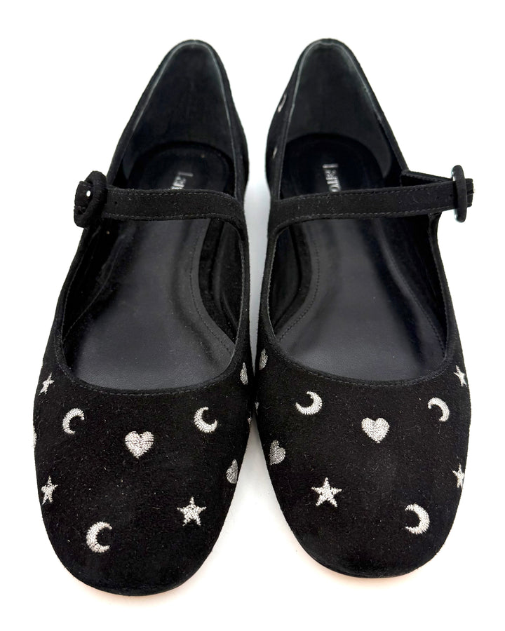Black & Silver Printed Ballet Flat - Size 6.5