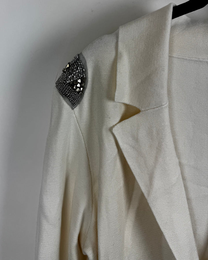 Cream Knit Button Down Sweater - Small