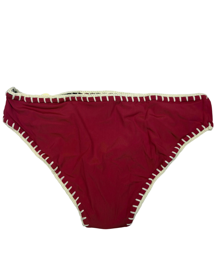 Raspberry Pink and Black Reversible Crochet Classic Bikini Bottom - L, XL
