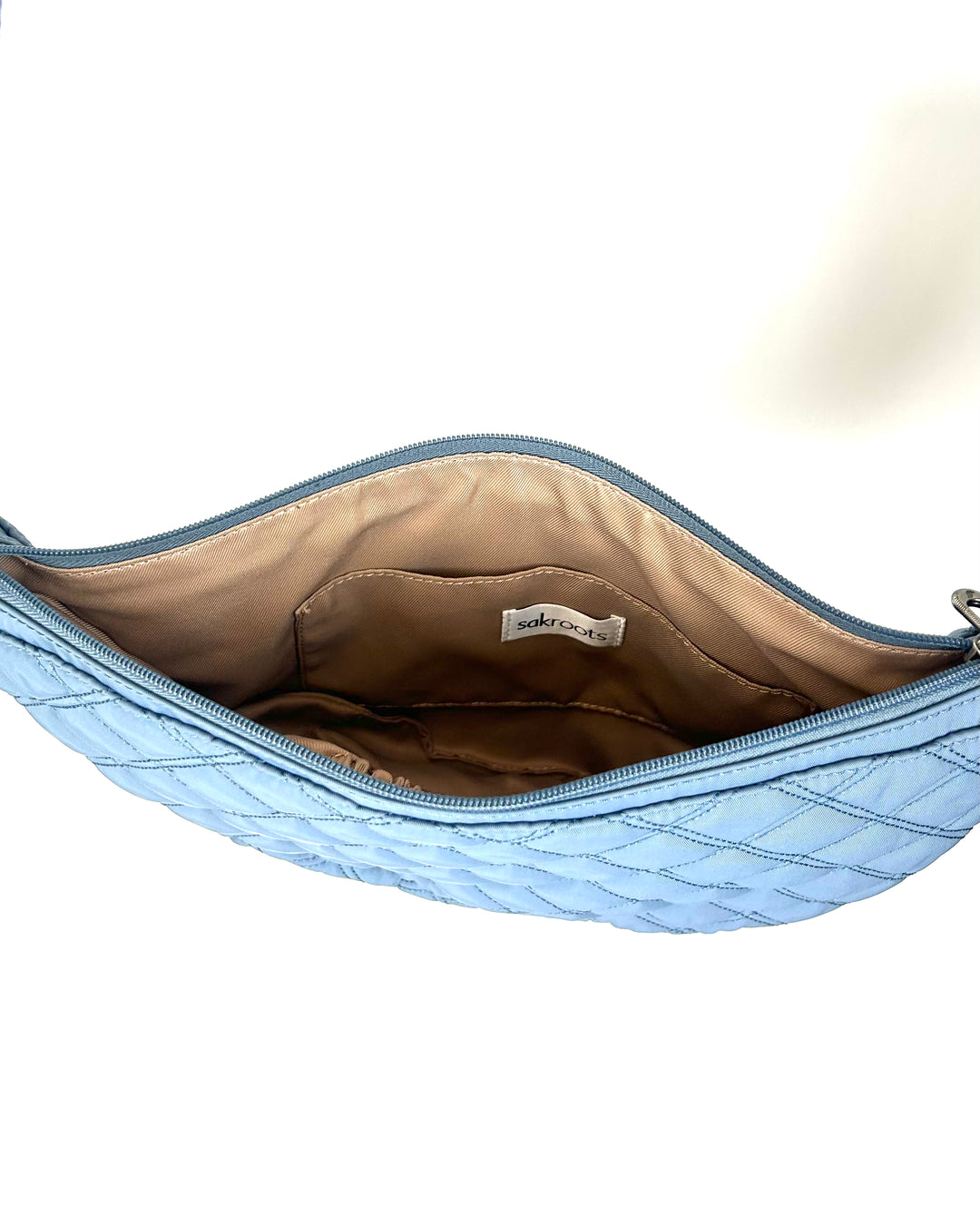 Blue Quilted Crescent Shoulder Bag