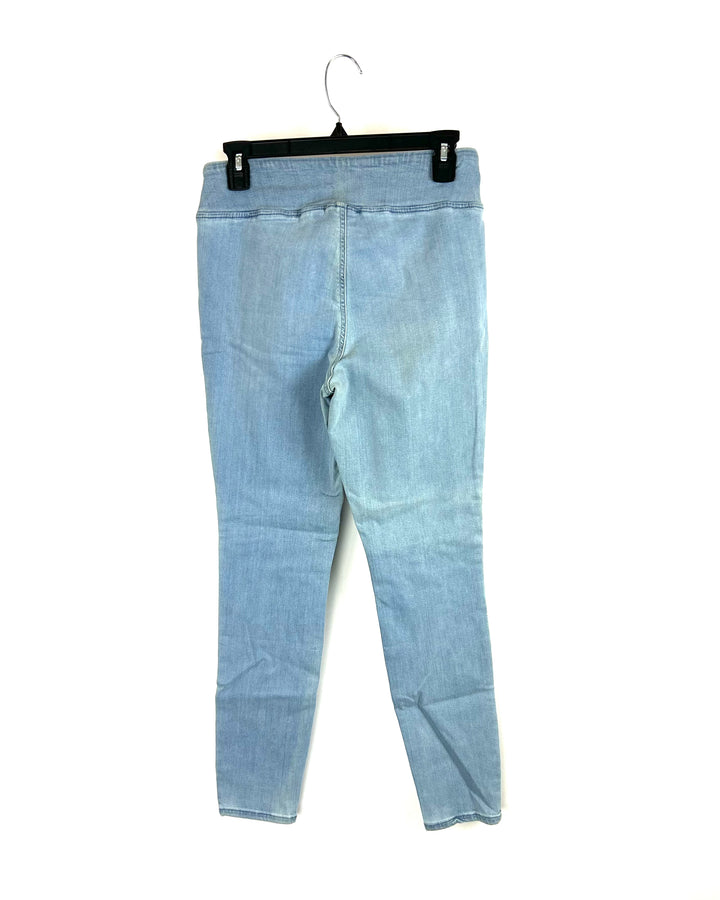 Light Wash Elastic Band Skinny Jeans - Size 6