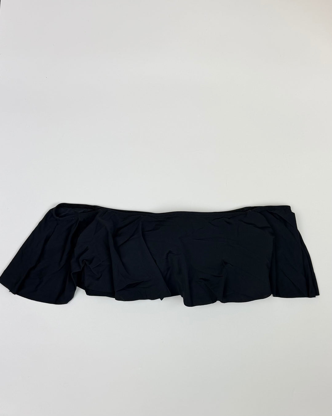 Black Ruffle Bandeau Bikini Top - Small