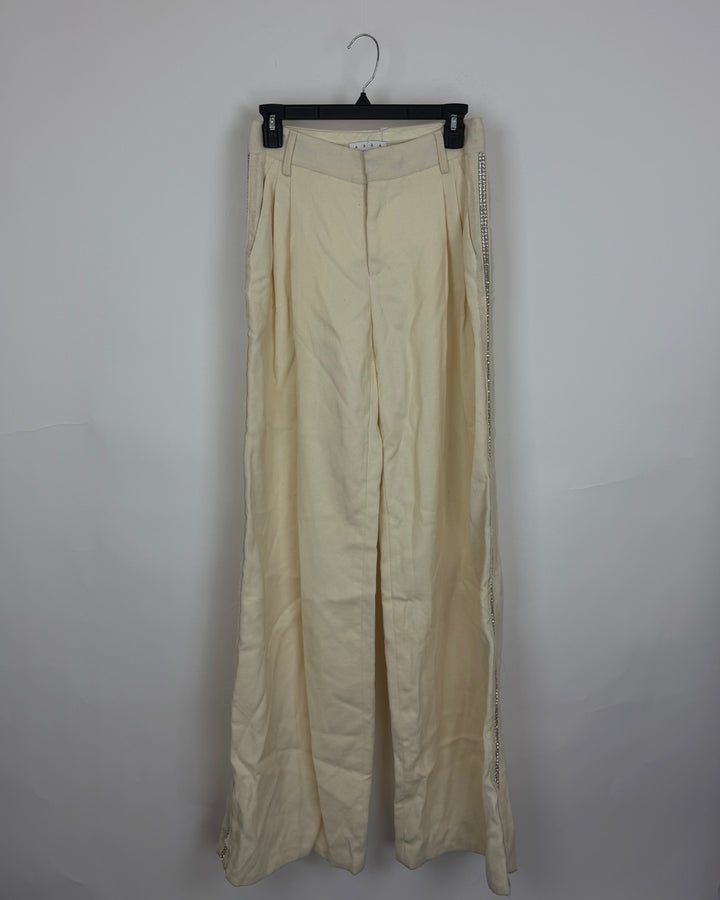 Butter Yellow Rhinestoned Trousers - Size 0/2