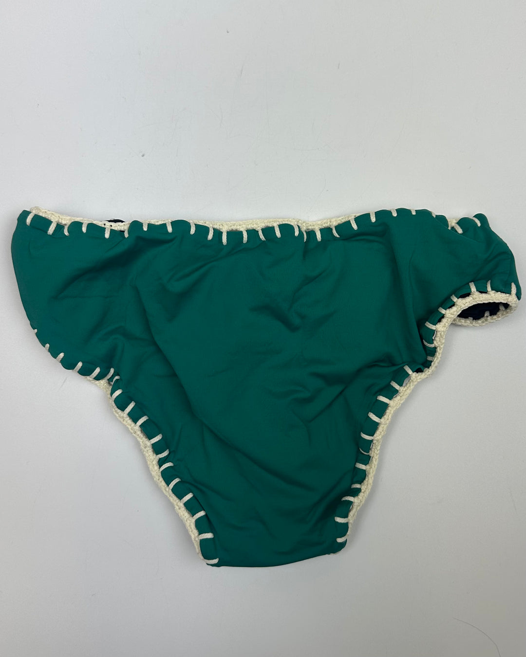 Emerald Green and Black Reversible Crochet Classic Bikini Bottom - Small