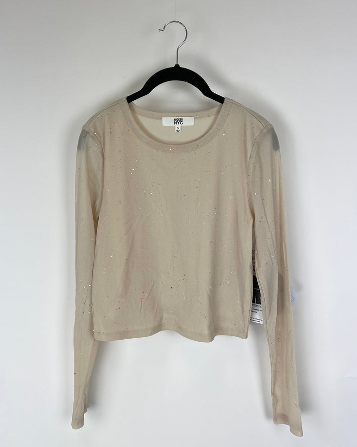 Cream Long Sleeve Sparkle Top - Size 2/4