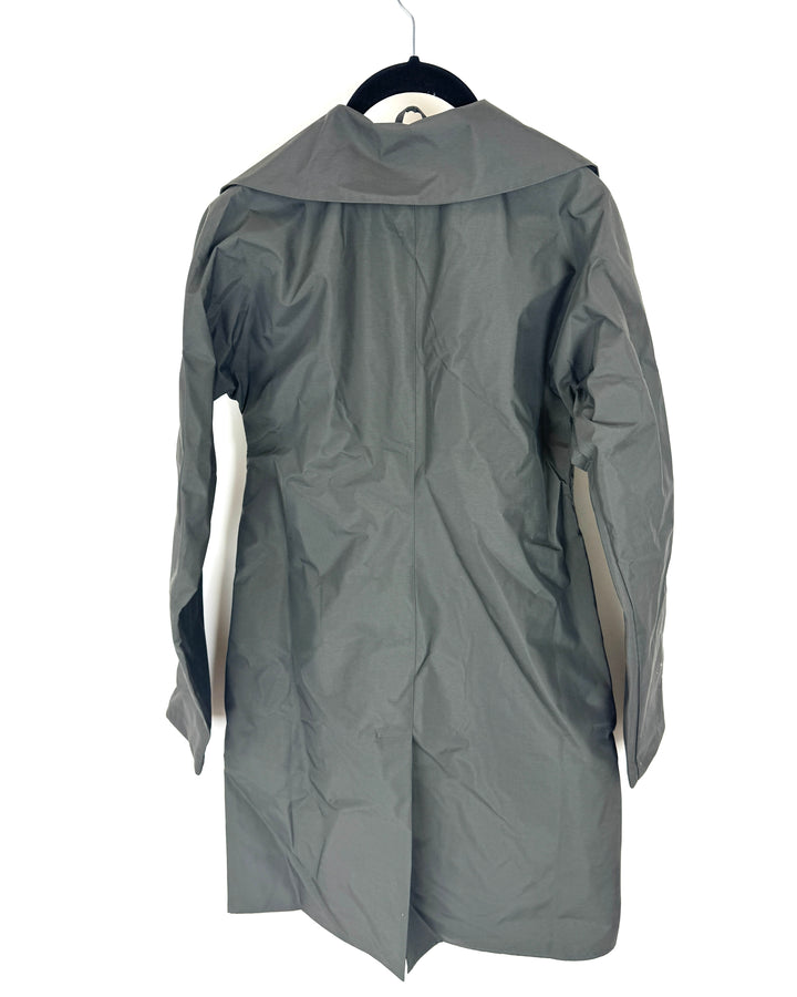 Dark Grey Button Down Raincoat - Size 2/4