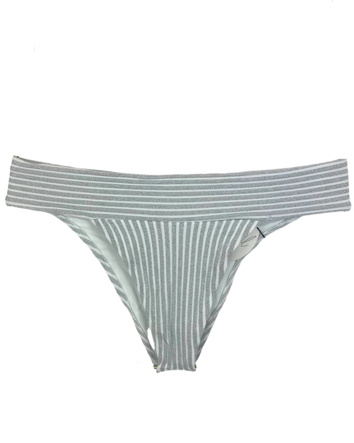 Metallic Silver Cheeky Bikini Bottom - XL, XXL and XXXL