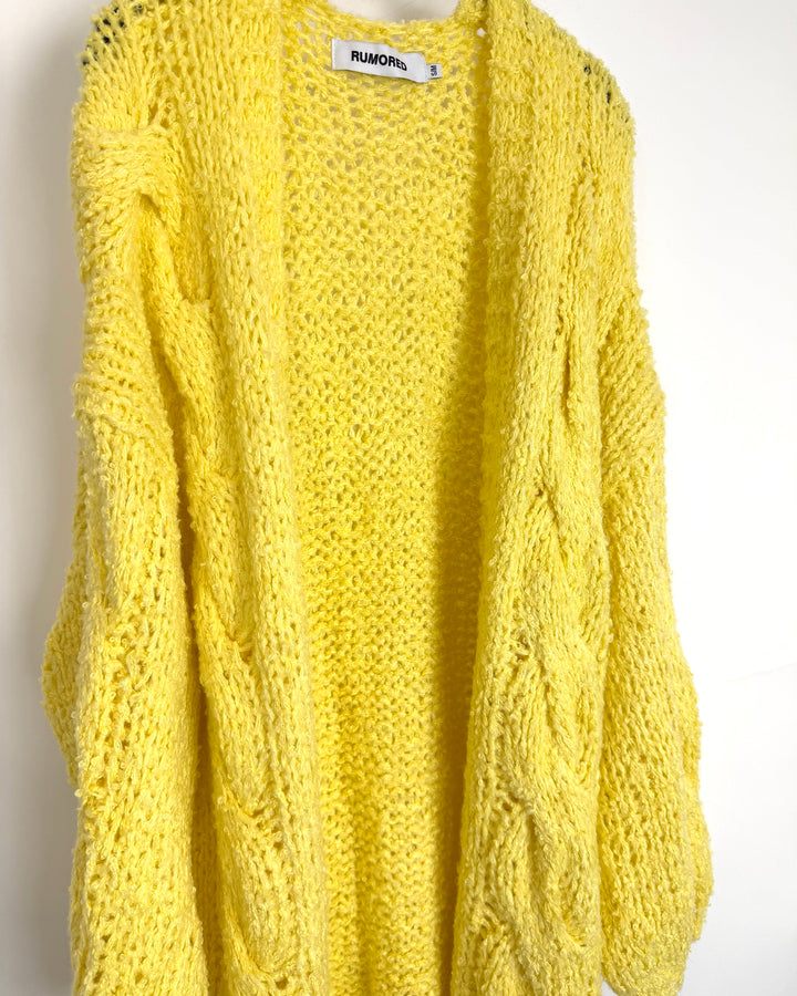 Yellow Open Knit Cardigan - Size 8/10