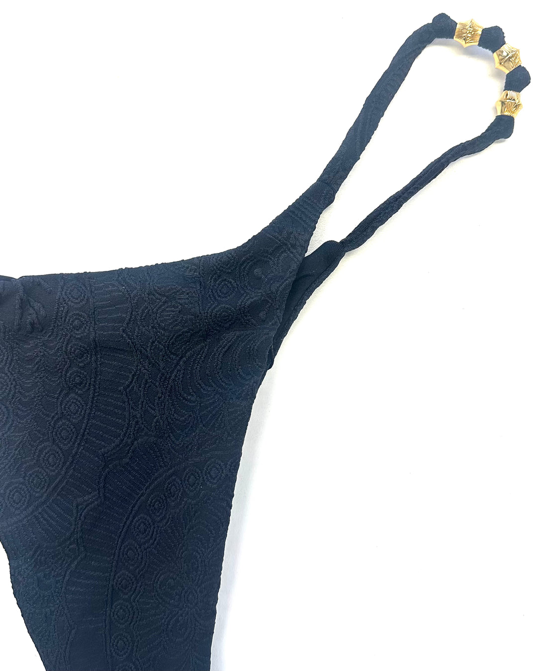 Black Embossed Thong Bikini Bottom - S, M, L, XL, XXL