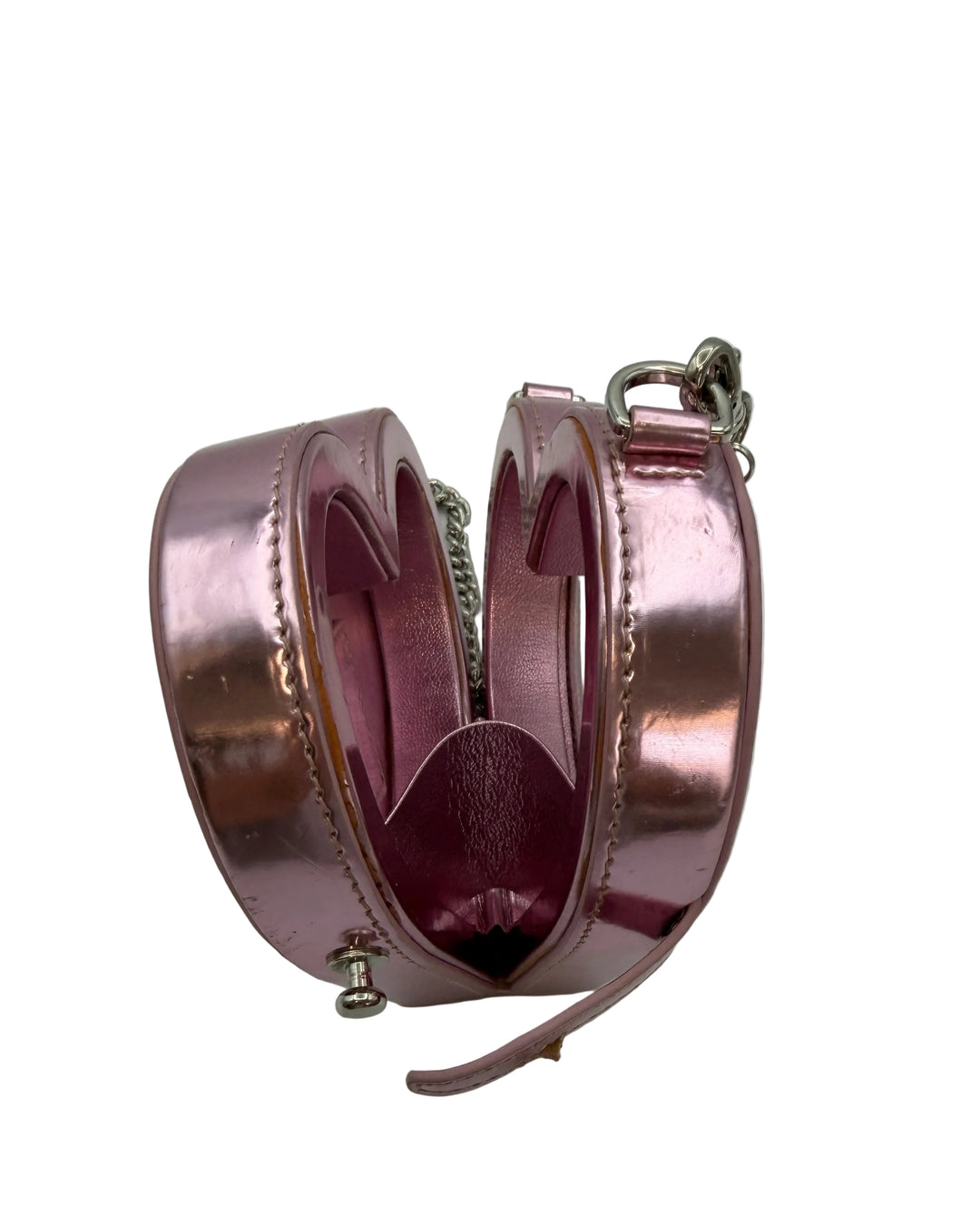 Light Metallic Pink and Clear Heart Mini Bag