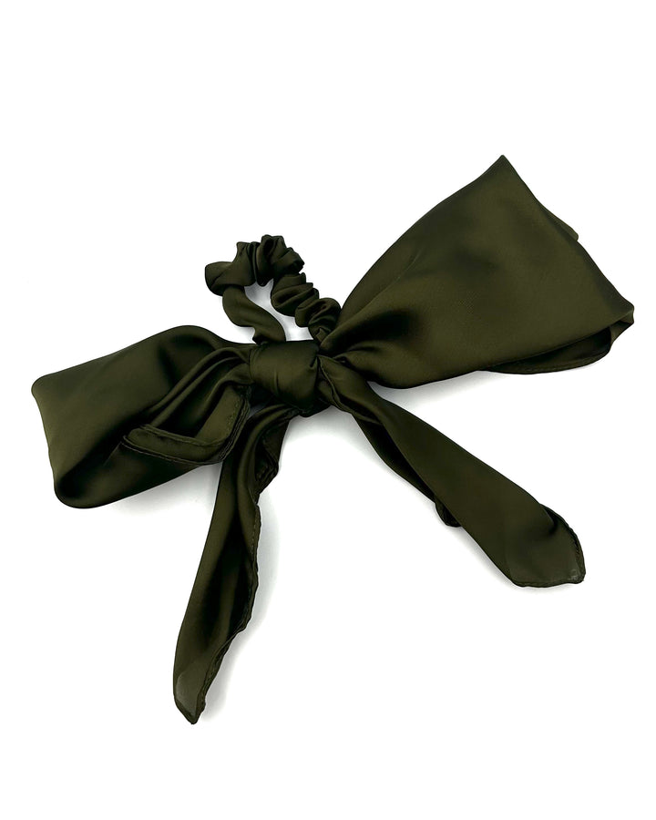 Olive Green Bow Scrunchie