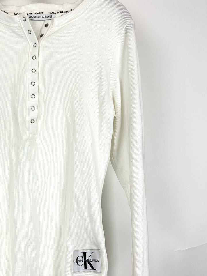 White Henley Top - Small