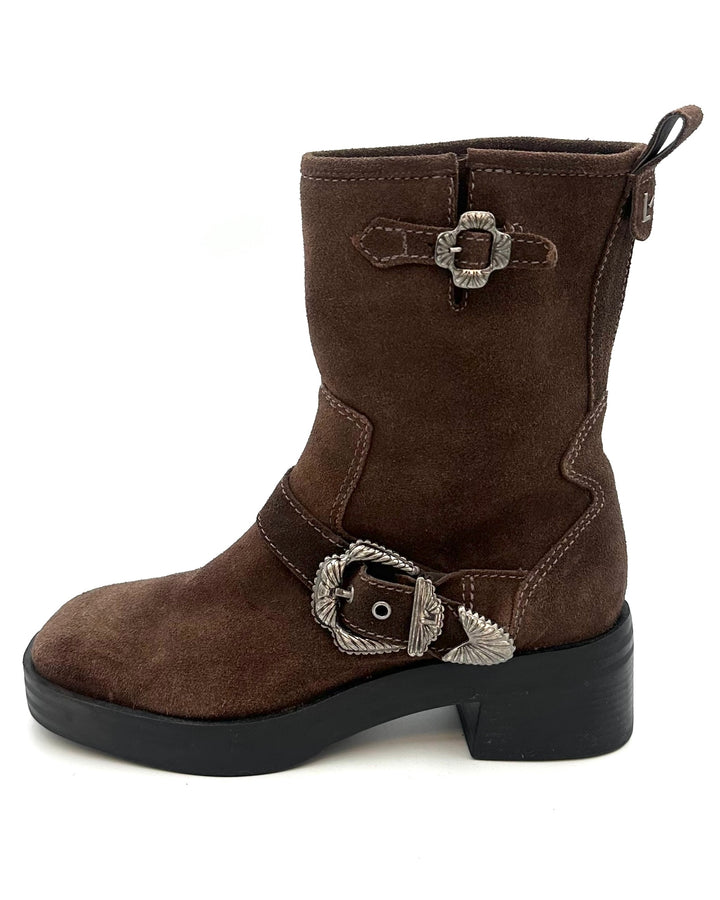 Brown Suede Buckle Boots -  Size 8, 9 and 11
