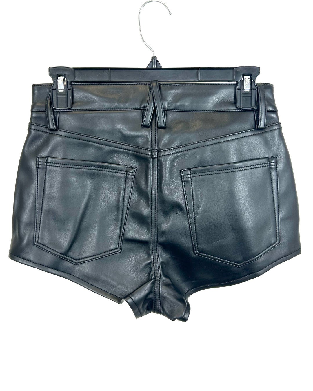 Good American Black Faux Leather Shorts- Size 4