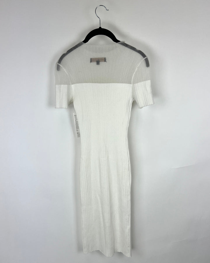 White Ribbed Body Con Dress - Size 2/4