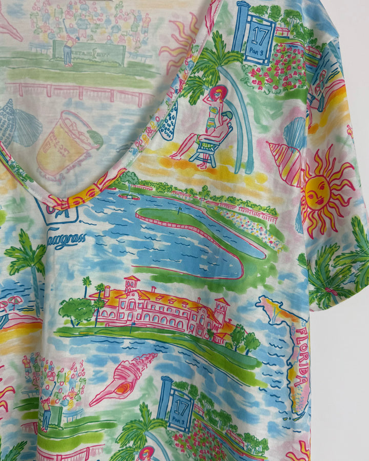 Bright Tropical Golf Print T-Shirt - Size 4/6