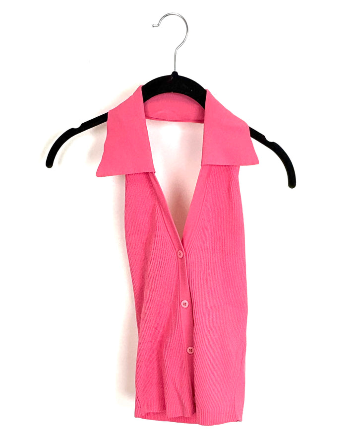 Pink Ribbed Halter Top - Size 2
