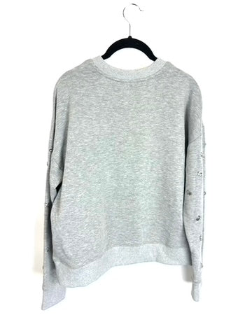 Heather Grey Rhinestone Heart Sweater - Size 6/8