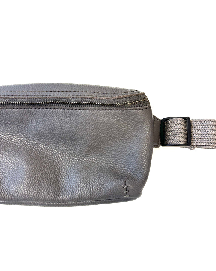 Mini Dark Grey Leather Belt Bag