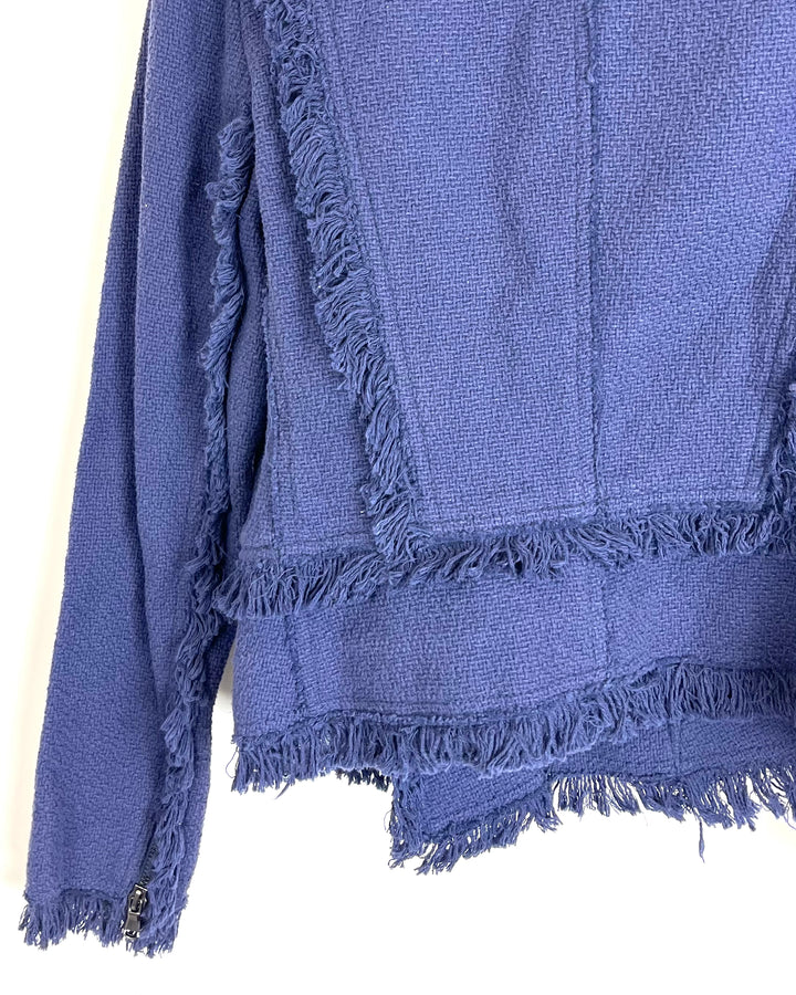 Navy Blue Tweed Jacket - Size 0/2