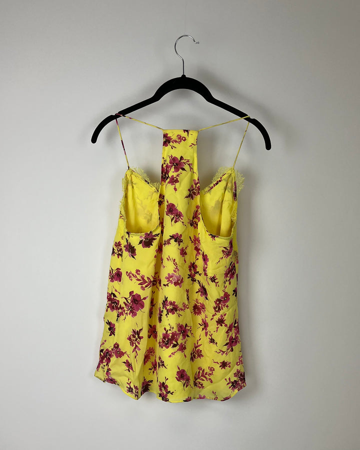 Floral Yellow Sleeveless Blouse - Size 4-6