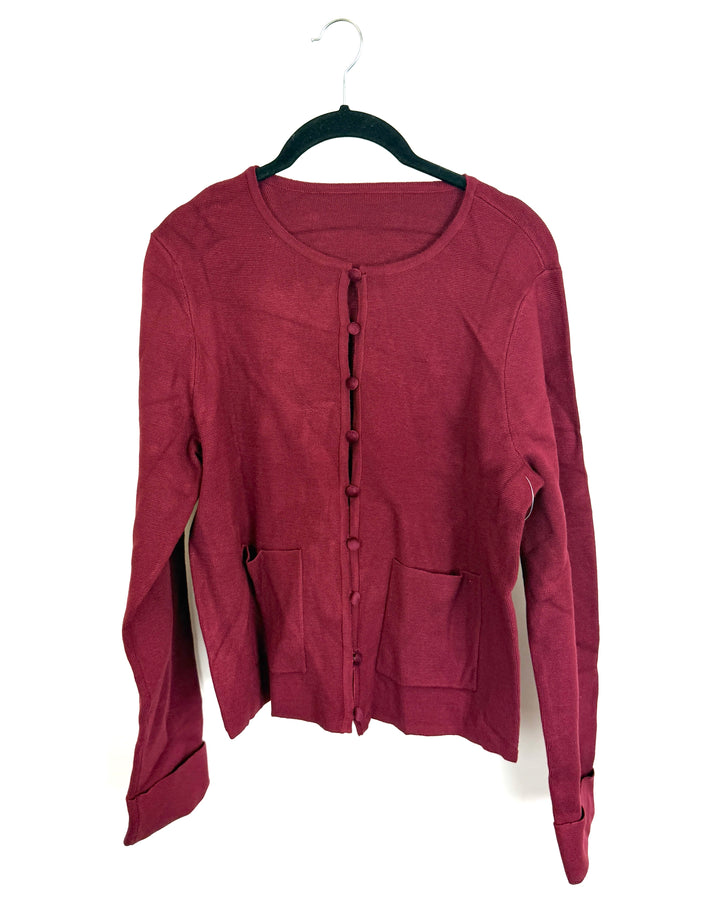 Maroon Button Up Sweater- Size 2/4