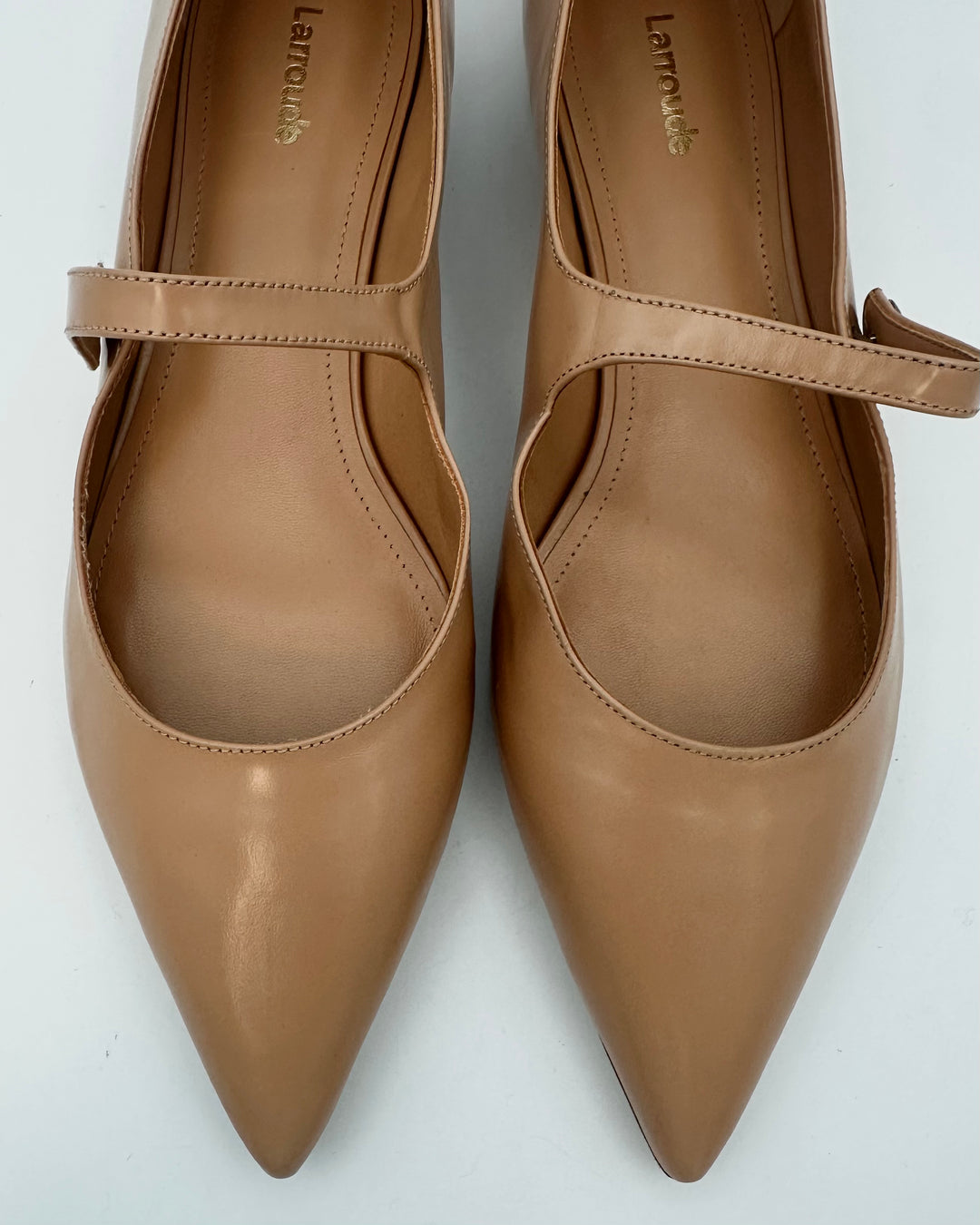 Nude Pointed Toe Leather Flat - Size 11
