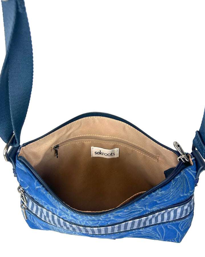 Blue Embroidered Crossbody Bag