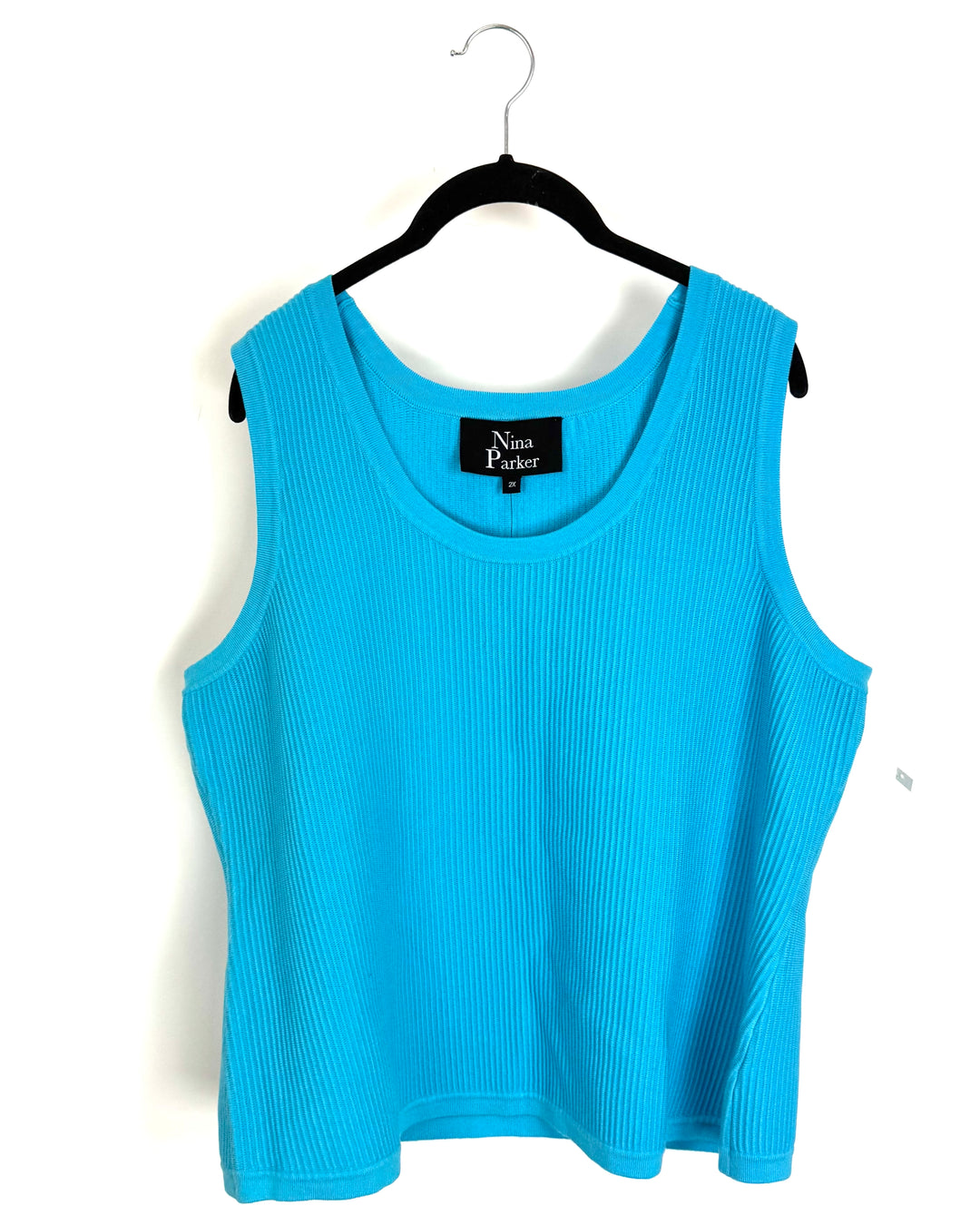 Teal Blue Sweater Tank Top - 2X