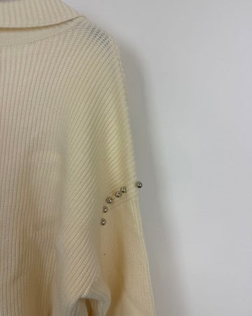 Cream Studded Cardigan - Size 6/8
