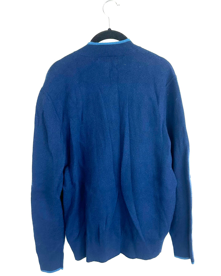 Dark Blue Zip Up Knit Jacket - Mens Medium / Womens Large