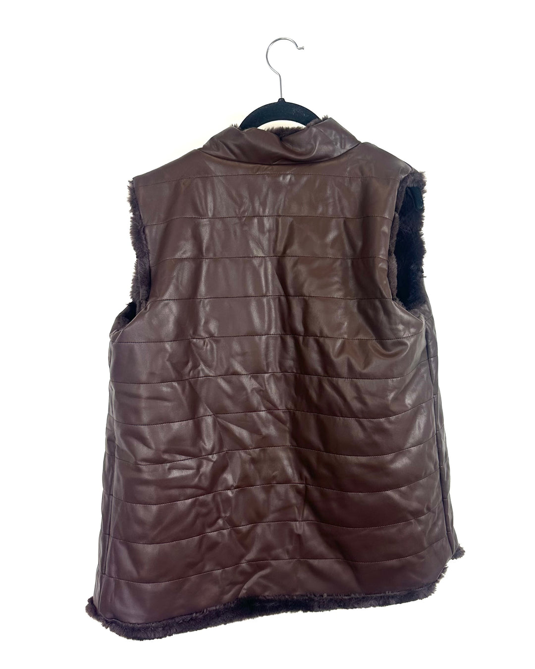 Chocolate Brown Reversible Fur Vest - Size 6/8