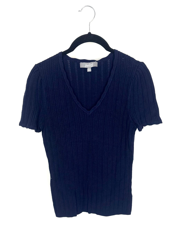 Navy Blue Knit Short Sleeve - Size 4/6