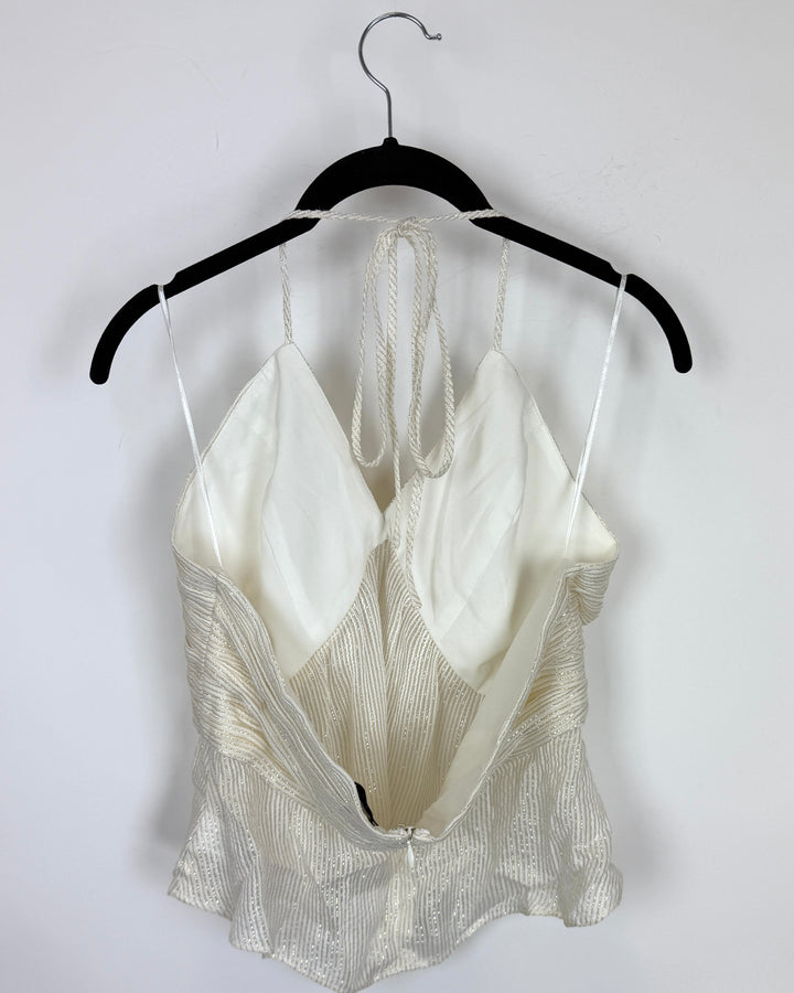 Cream Metallic Halter Top - Size 8 and 10